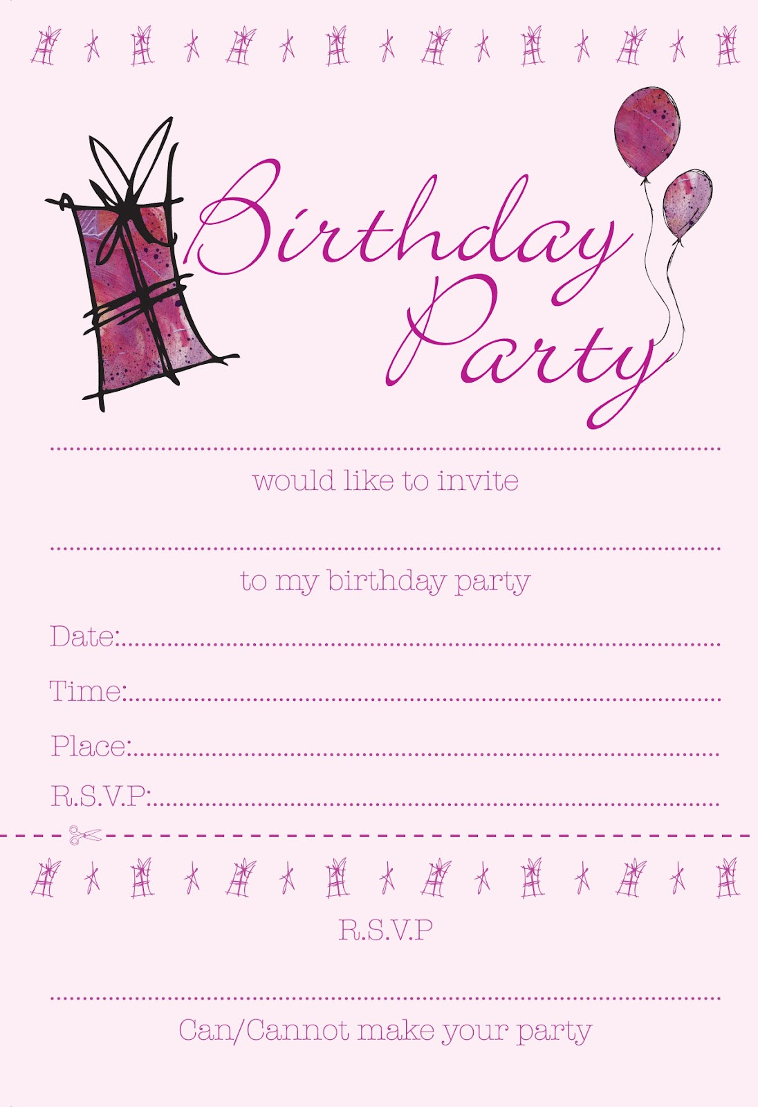 Printable Birthday Invitation
 Printable Birthday Invitations for Girls — FREE Invitation