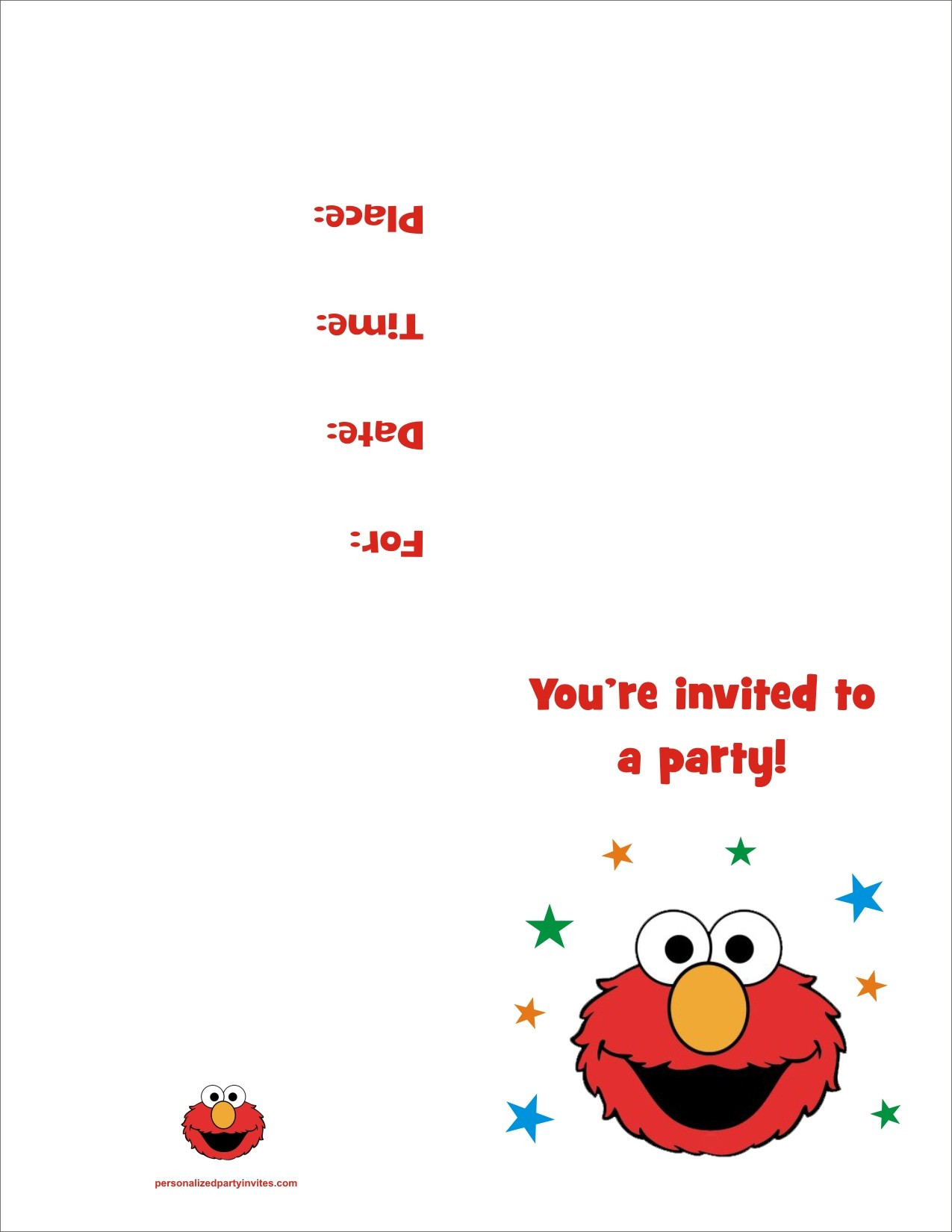 Printable Birthday Invitation
 Elmo FREE Printable Birthday Party Invitation Personalized