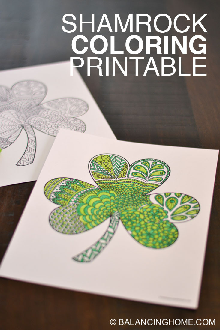 Printable Crafts For Adults
 Shamrock Coloring Printable Balancing Home