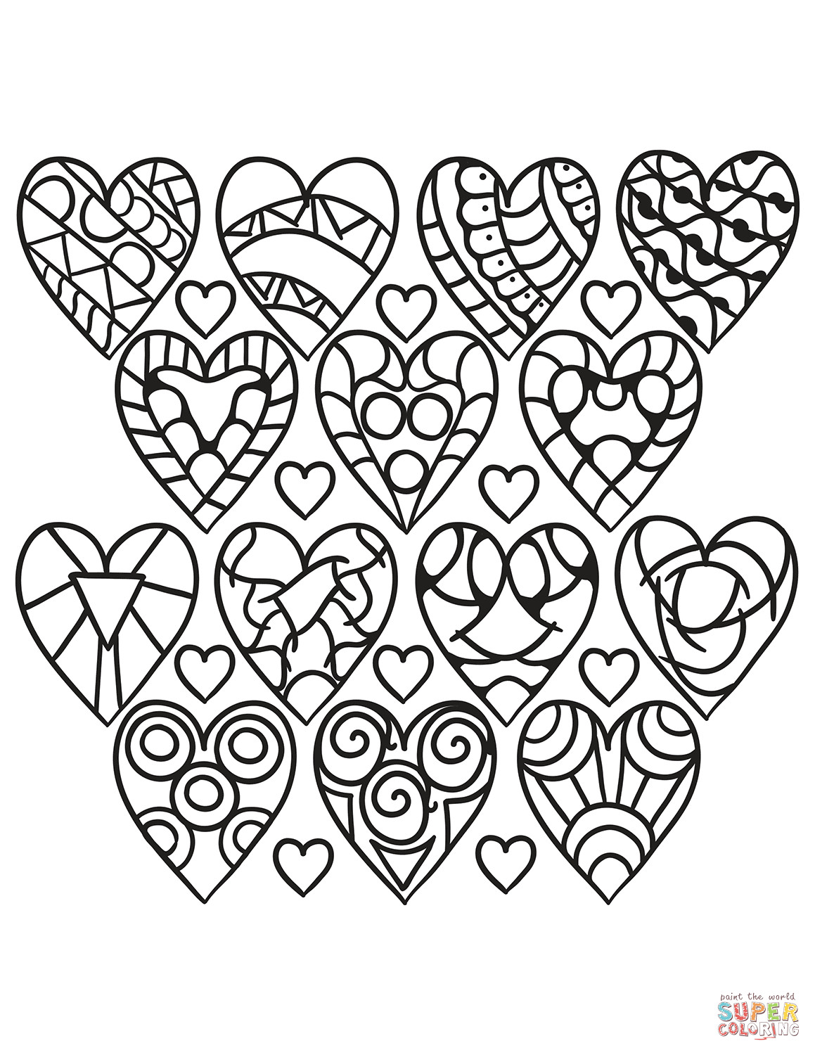 Printable Heart Coloring Pages
 Hearts Pattern coloring page
