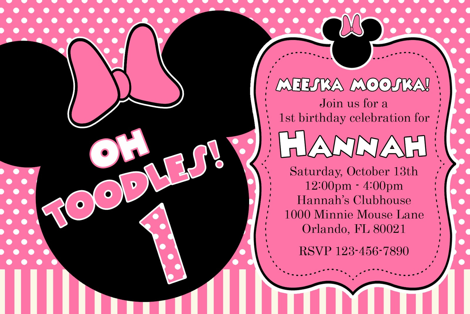 Printable Minnie Mouse Birthday Invitations
 Free Printable Minnie Mouse Birthday Party Invitations
