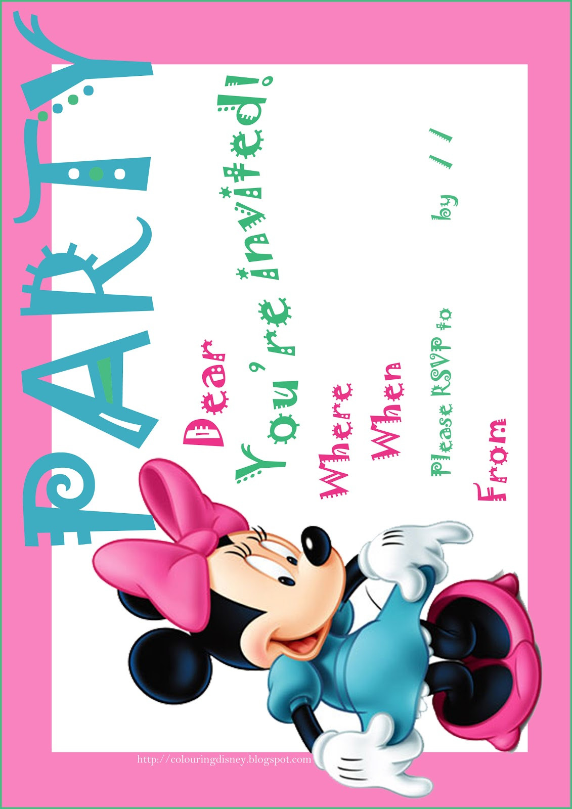 Printable Minnie Mouse Birthday Invitations
 DISNEY COLORING PAGES