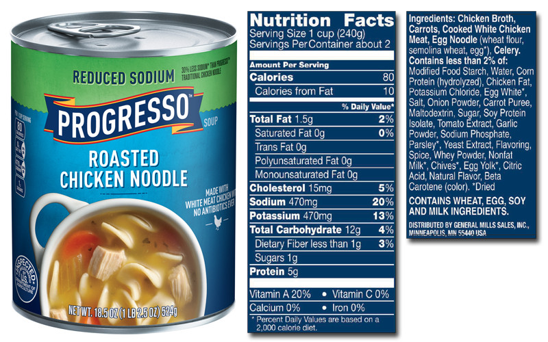 Chicken Noodle Soup Nutrition Label