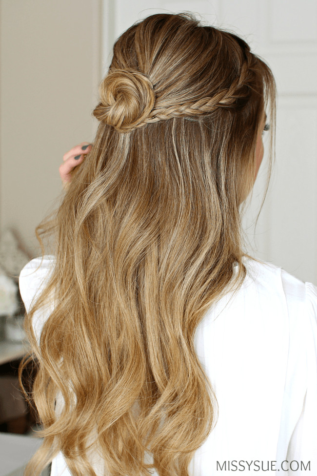 Prom Hairstyle Buns
 Half Up Braid Wrapped Bun