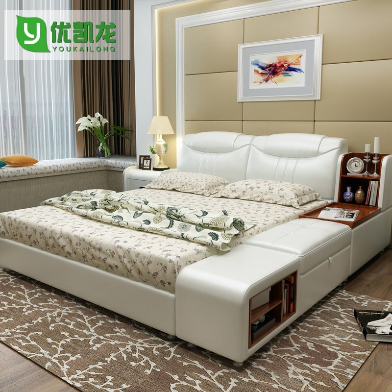 Queen Size Storage Bedroom Sets
 modern leather queen size storage bed frame with side