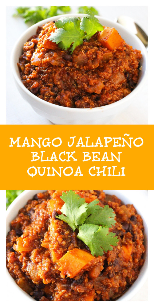 Quinoa Black Bean Chili
 mango jalapeno black bean quinoa chili Layers of Happiness