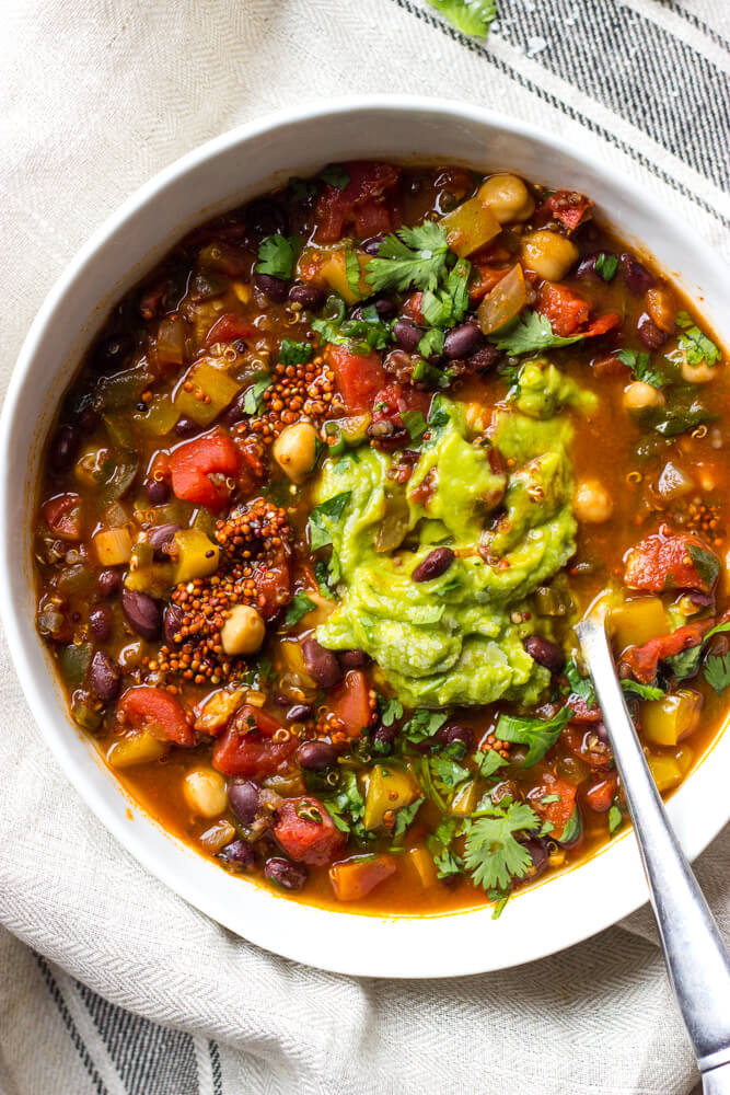 Quinoa Black Bean Chili
 Black Bean and Veggie Chili with Quinoa Little Broken