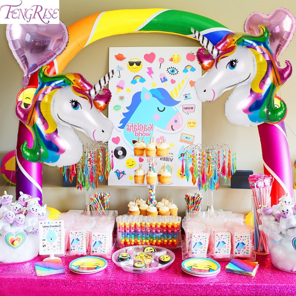 Rainbow Unicorn Birthday Party Ideas
 FENGRISE Rainbow Unicorn Party Decoration Aluminum Star