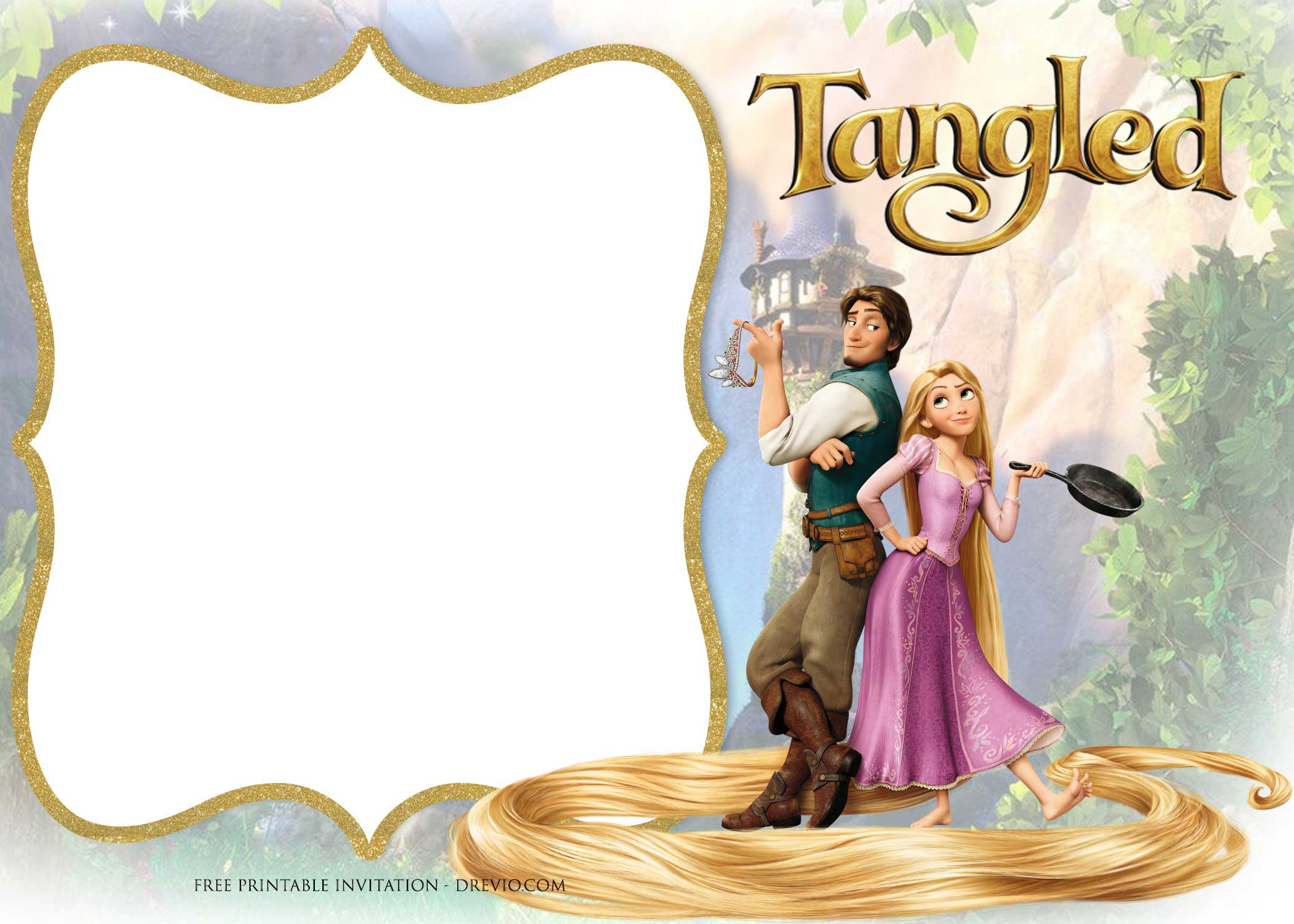 Rapunzel Birthday Invitations
 FREE Printable Tangled Rapunzel Invitation Templates