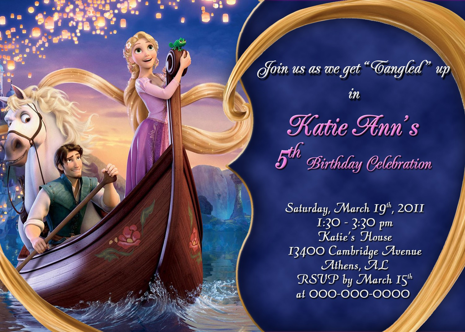 Rapunzel Birthday Invitations
 Rapunzel Tangled Personalized Birthday Invitation