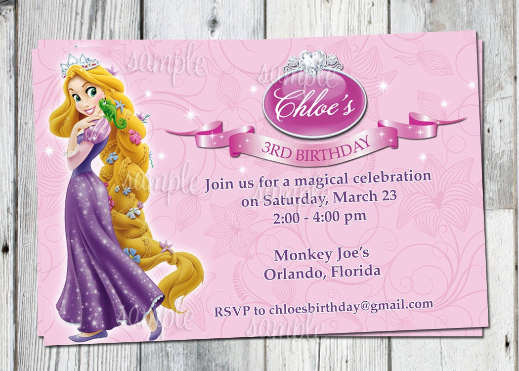 Rapunzel Birthday Invitations
 Tangled Birthday Invitation Printable Rapunzel Personalized