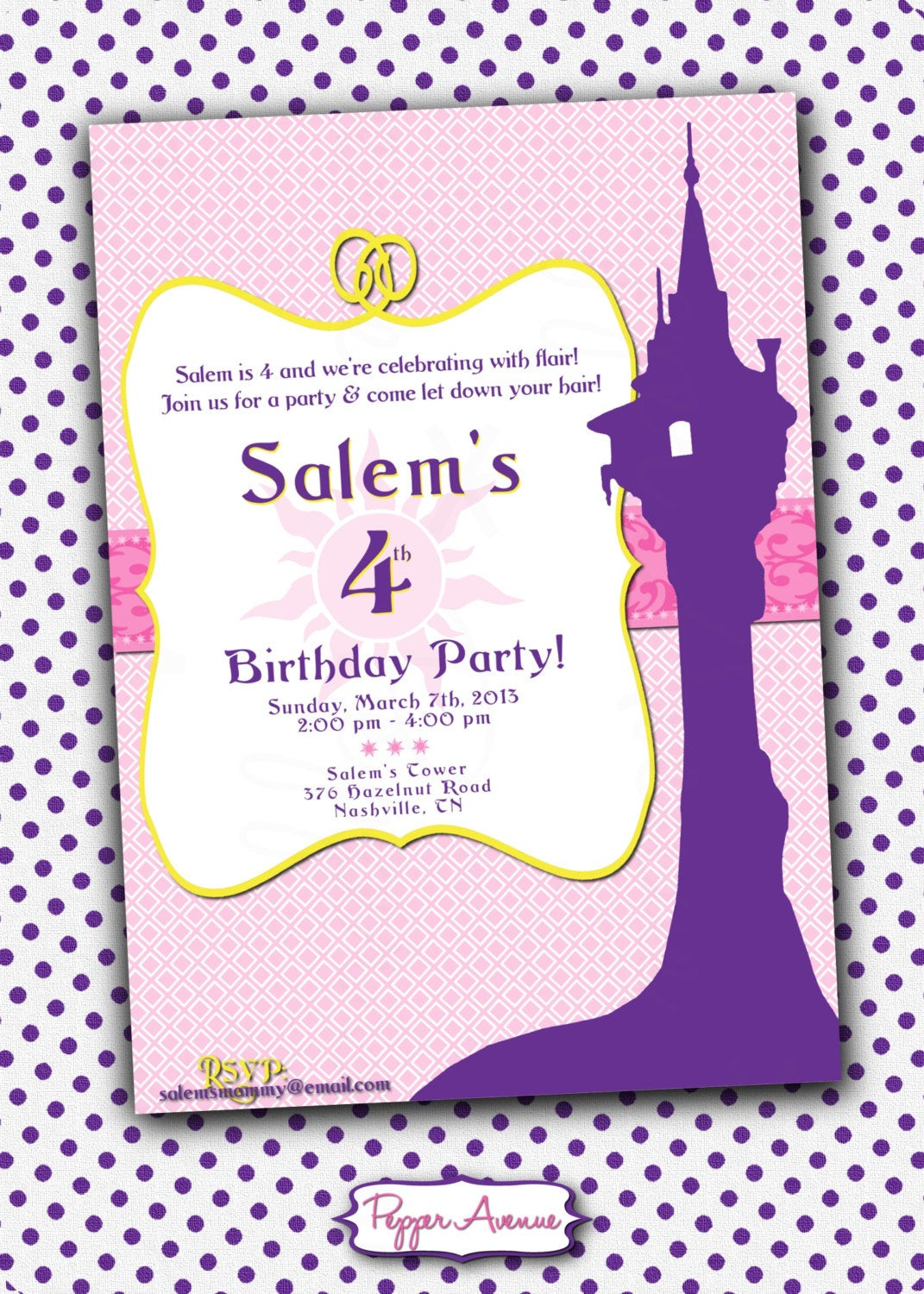 Rapunzel Birthday Invitations
 Personalized Rapunzel Birthday Invitation DIY Printable PDF