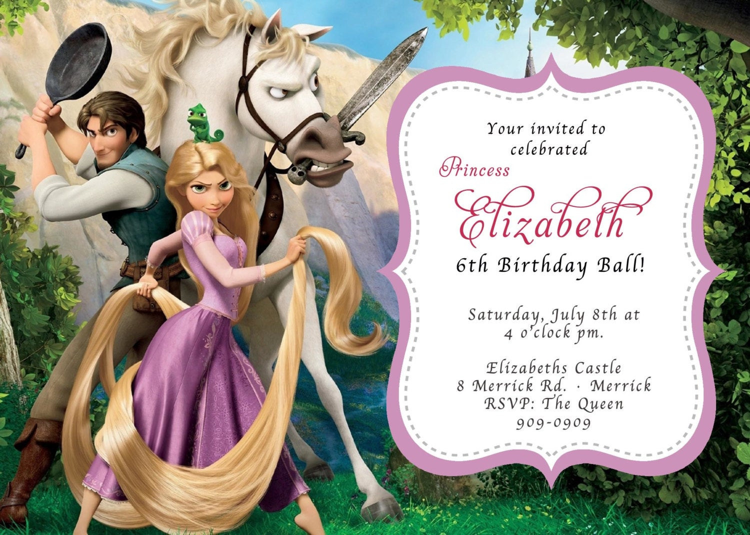 Rapunzel Birthday Invitations
 CUSTOM PHOTO Invitations Rapunzel Tangled Birthday Invitation