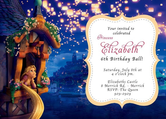 Rapunzel Birthday Invitations
 CUSTOM PHOTO Invitations Disney Princess Rapunzel Tangled