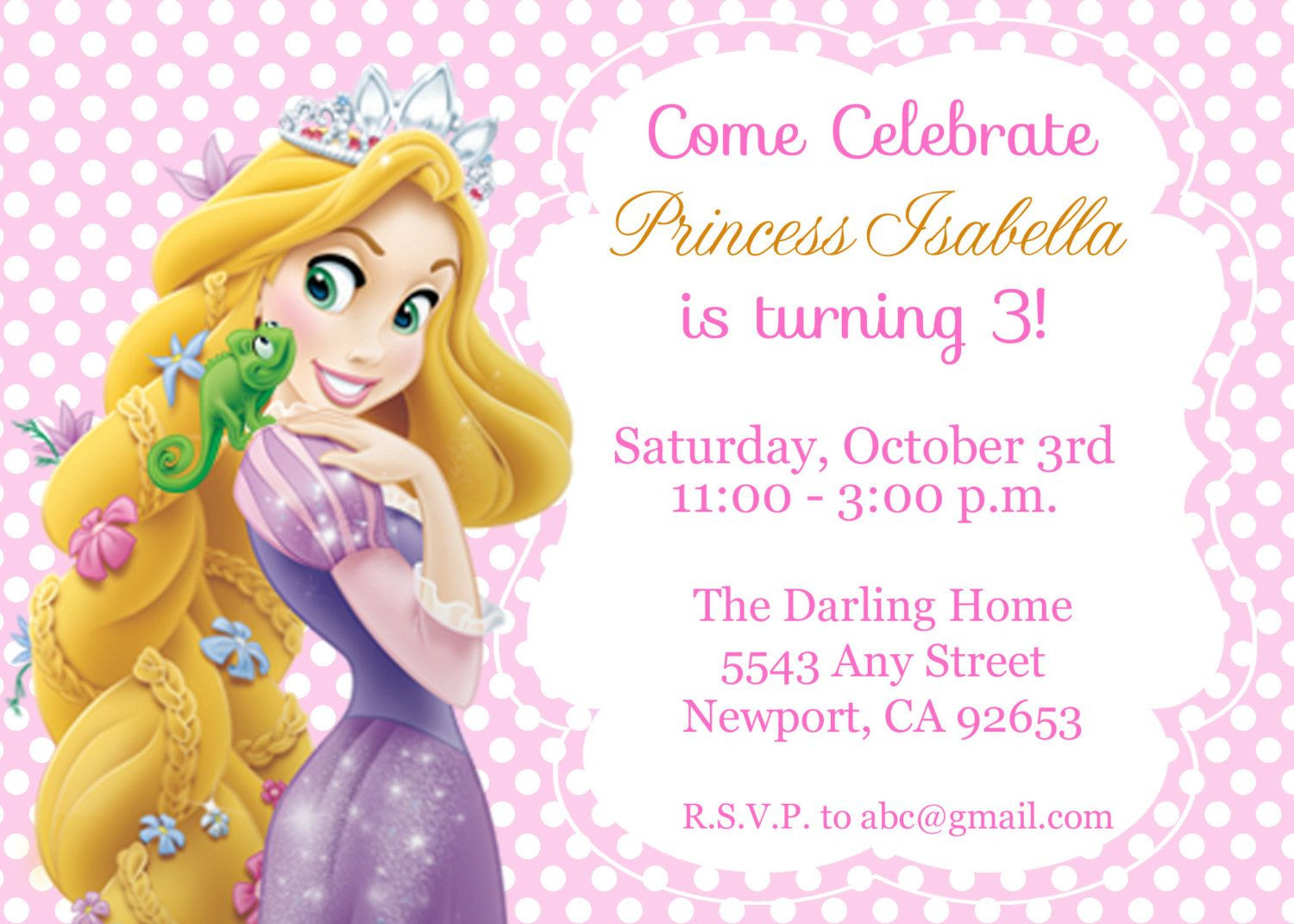 Rapunzel Birthday Invitations
 Rapunzel Invitation Template A Girly Birthday Party