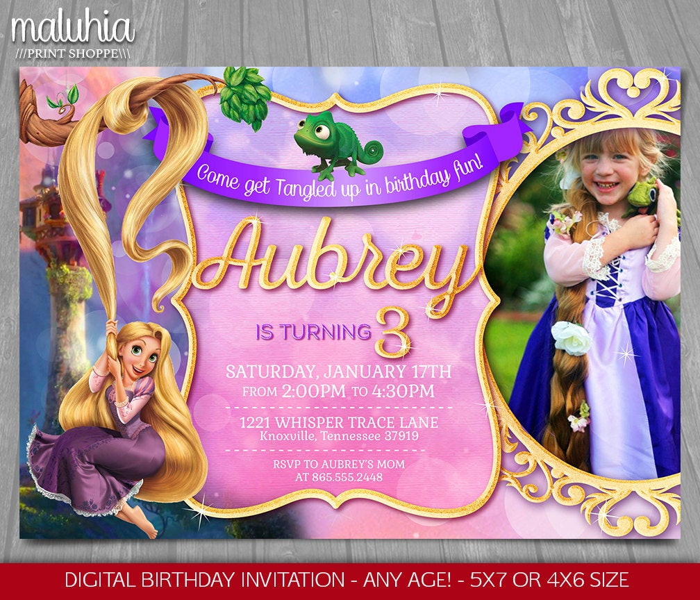 Rapunzel Birthday Invitations
 Tangled Invitation Disney Rapunzel Invite Tangled Birthday