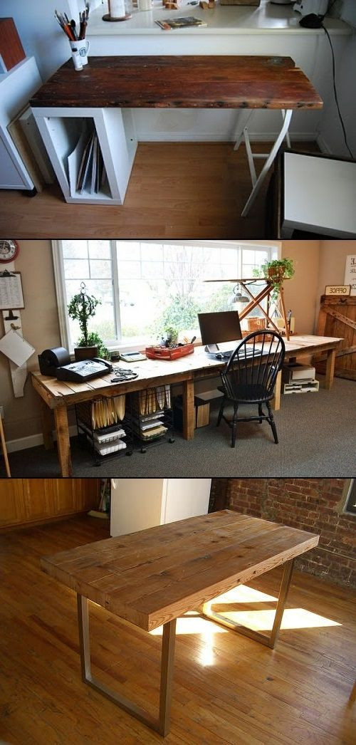 Reclaimed Wood Desk DIY
 FULL TUTORIAL HERE reclaimed
