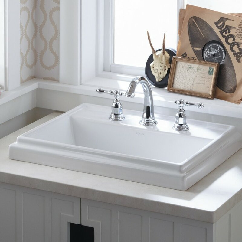 Rectangle Drop In Bathroom Sink
 Tresham Ceramic Rectangular Drop In Bathroom Sink with