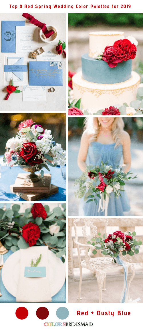 Red And Blue Wedding Colors
 Top 8 Red Spring Wedding Color Palettes for 2019