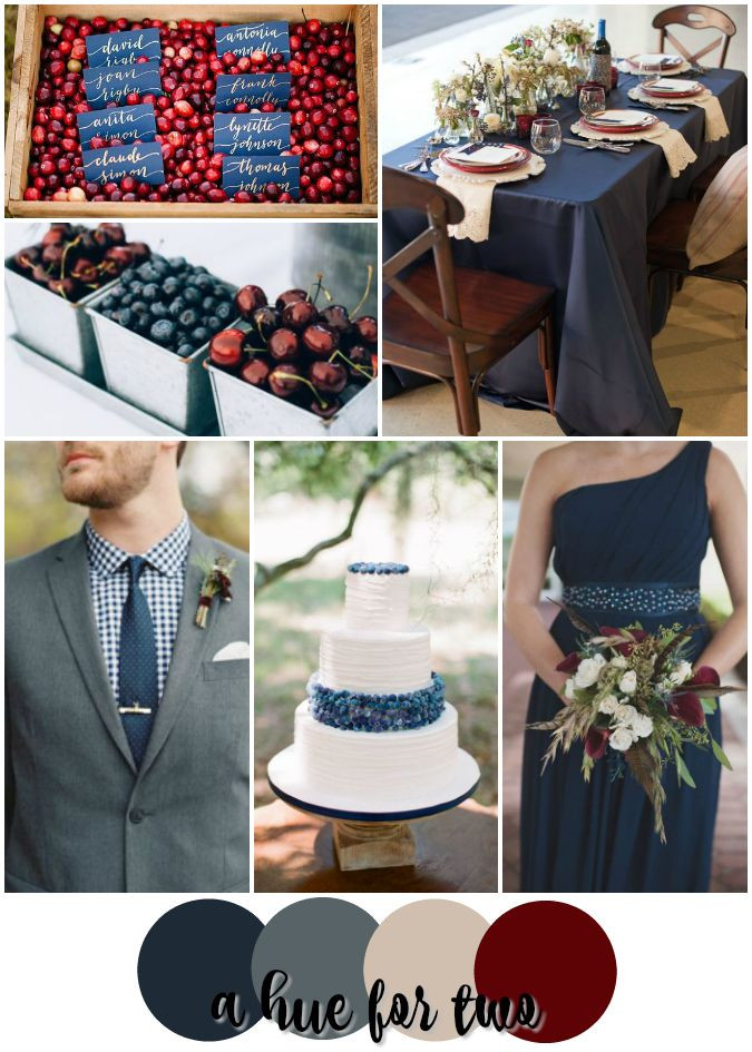 Red And Blue Wedding Colors
 Navy and Cranberry Rustic Summer Wedding Color Scheme