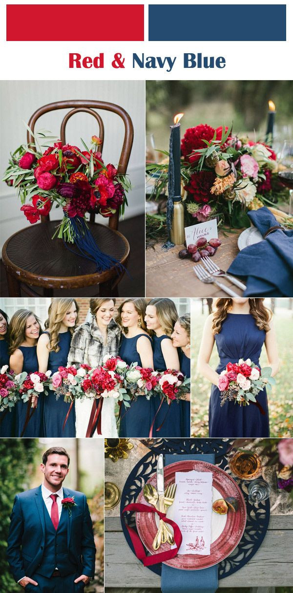 Red And Blue Wedding Colors
 Six Classic Red Fall and Winter Wedding Color palettes