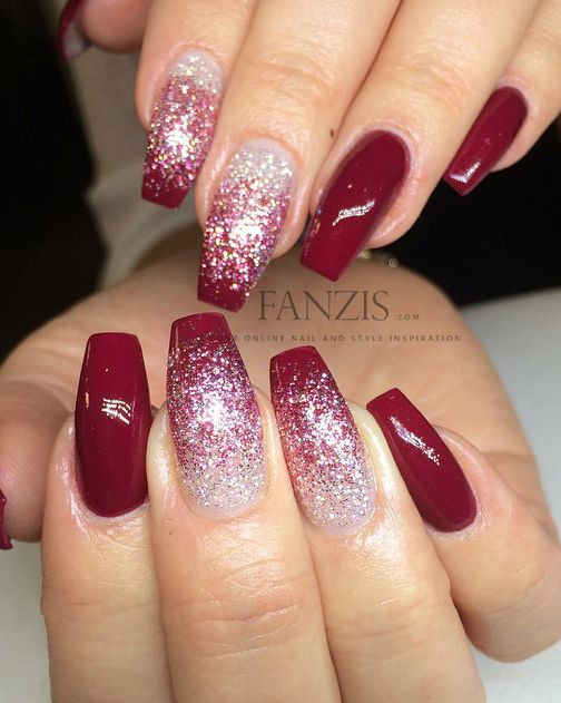Red Glitter Acrylic Nails
 The 25 best Red glitter nails ideas on Pinterest