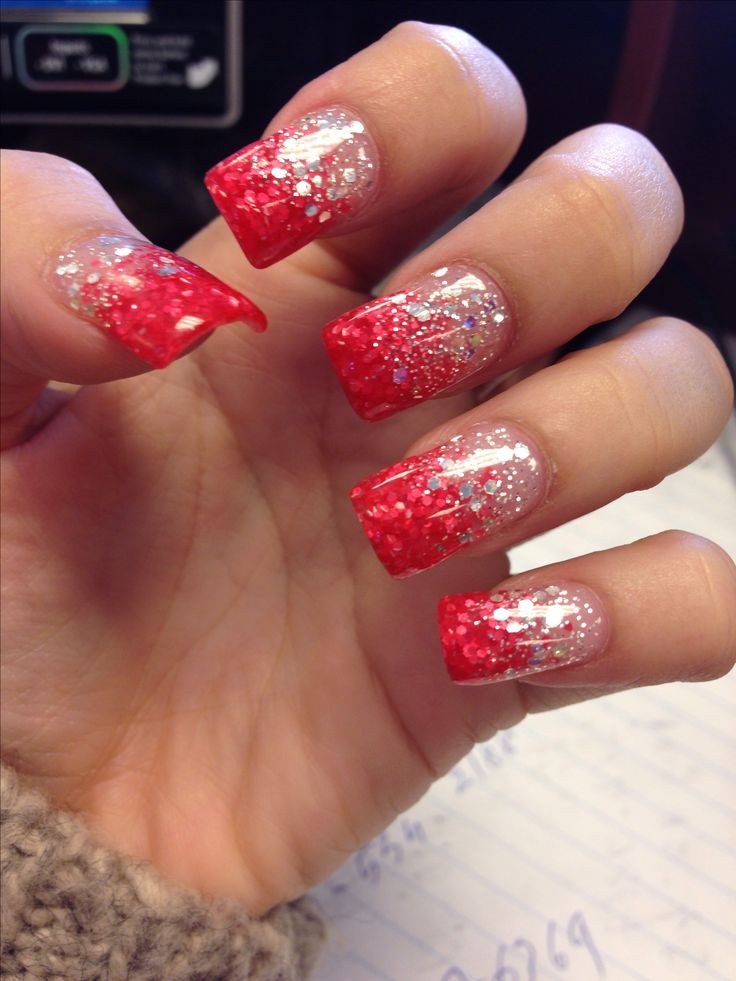 Red Glitter Acrylic Nails
 The 25 best Red glitter nails ideas on Pinterest