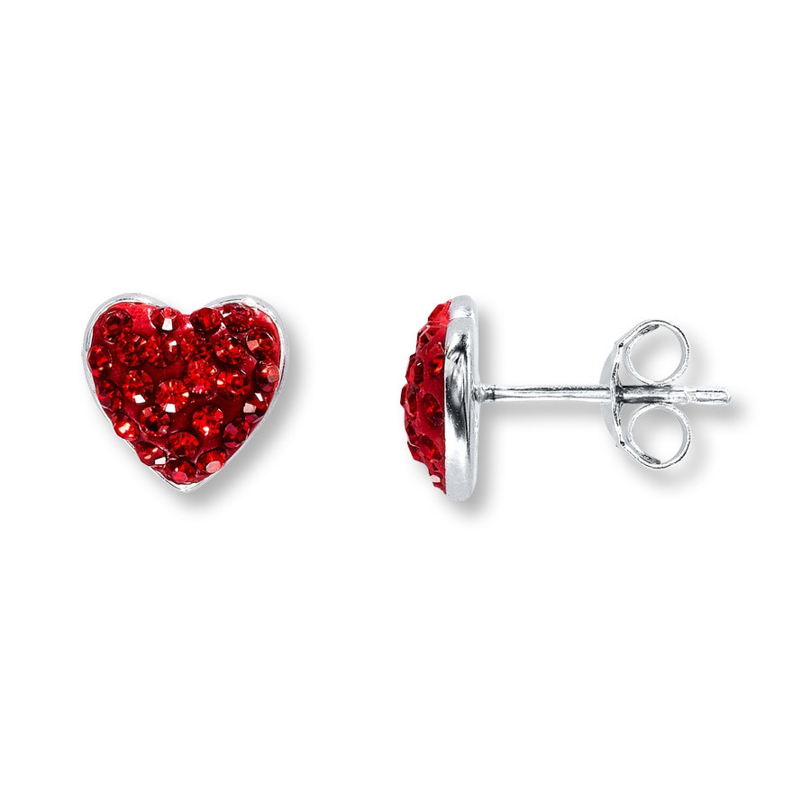Red Heart Earrings
 Kay Heart Earrings Red Crystals Sterling Silver