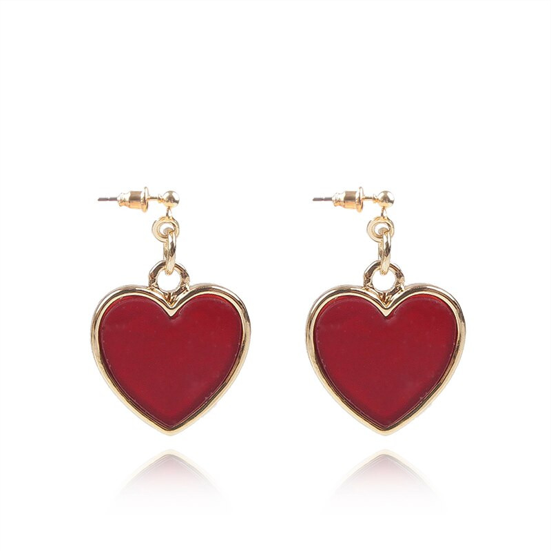 Red Heart Earrings
 New Trendy Long Earrings Stud Earing Red Heart Shape
