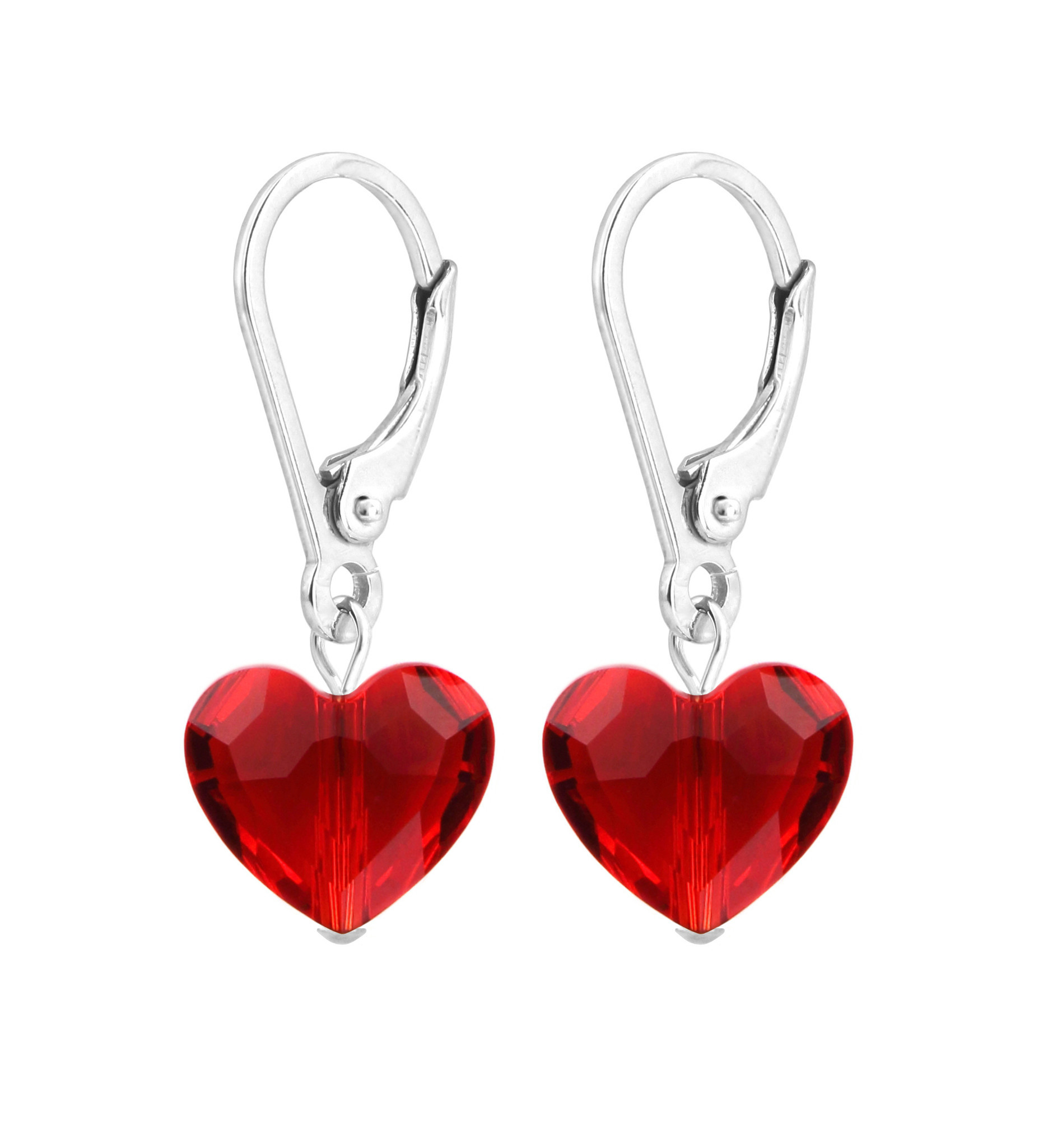 Red Heart Earrings
 Earrings red crystal heart sterling silver ARLIZI 1708