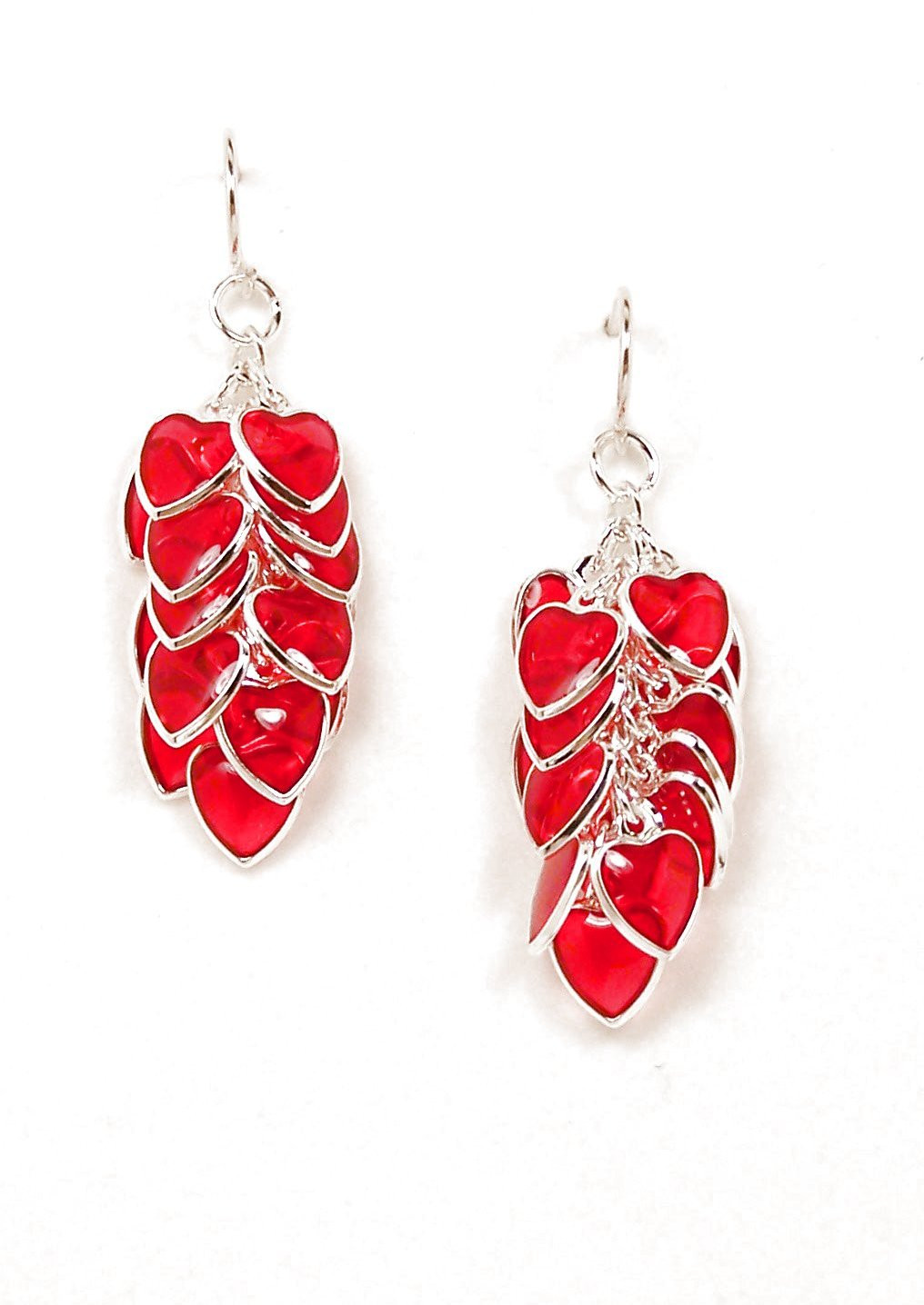 Red Heart Earrings
 Red Heart Cluster Drop Earrings