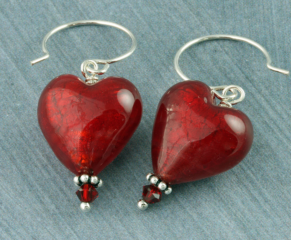 Red Heart Earrings
 Red Heart Earrings Valentines Earrings Red by