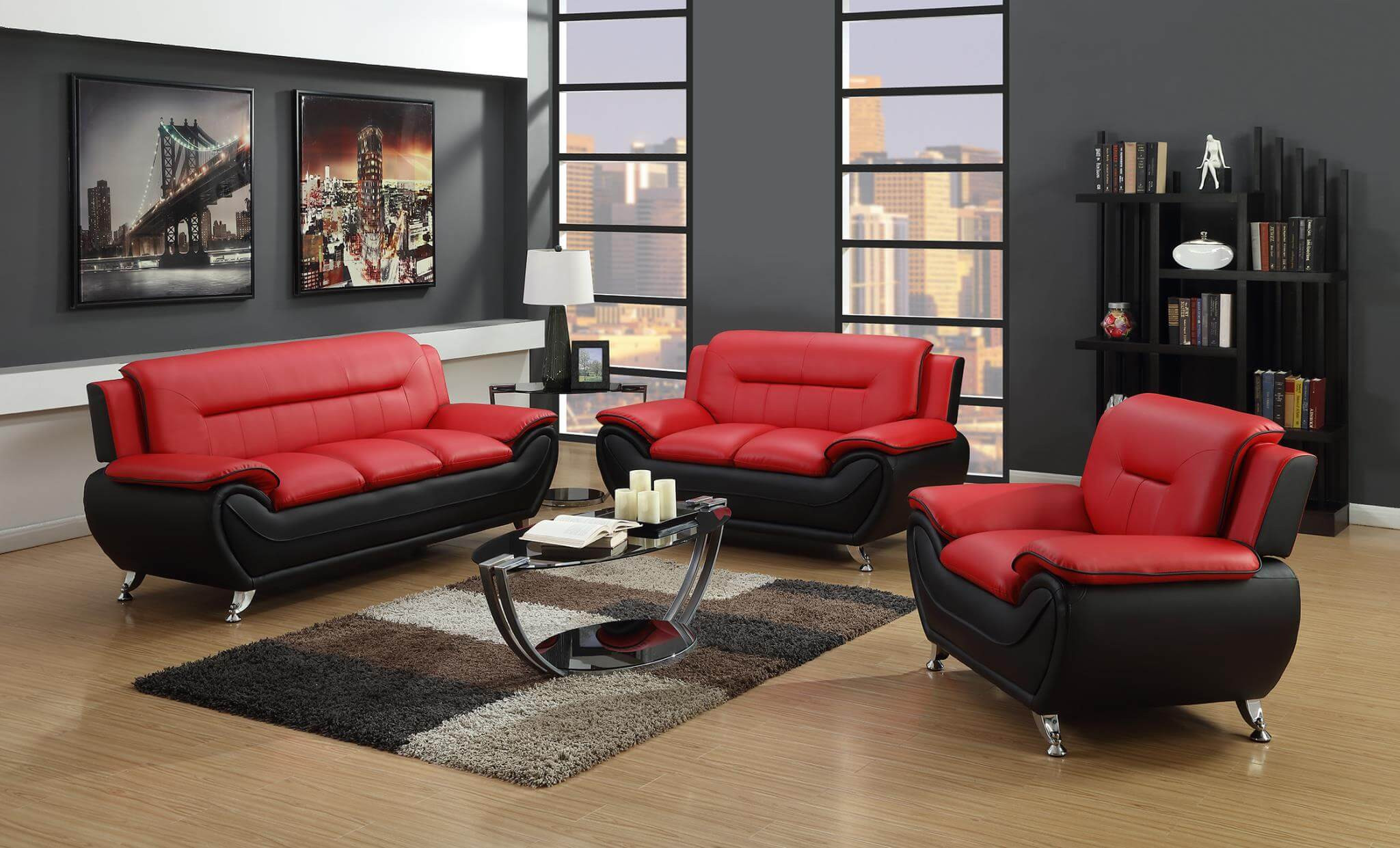 Red Living Room Chair
 Red and Black Living Room Set