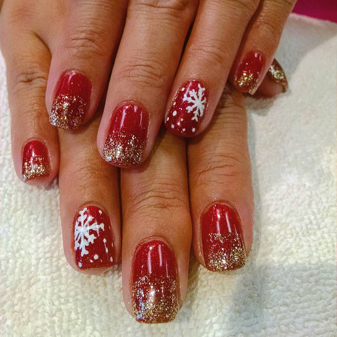 Red Nails With Silver Glitter
 26 Red and Silver Glitter Nail Art Designs Ideas