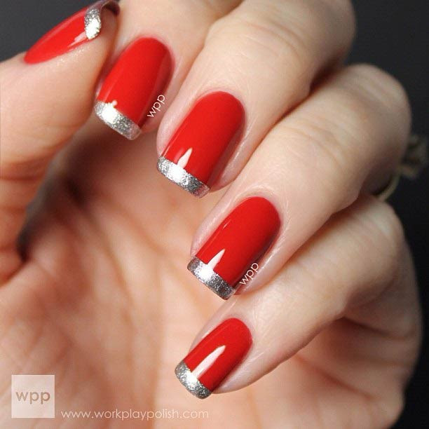 Red Nails With Silver Glitter
 79 Cool French Tip Nail Designs – Page 31 – Foliver blog