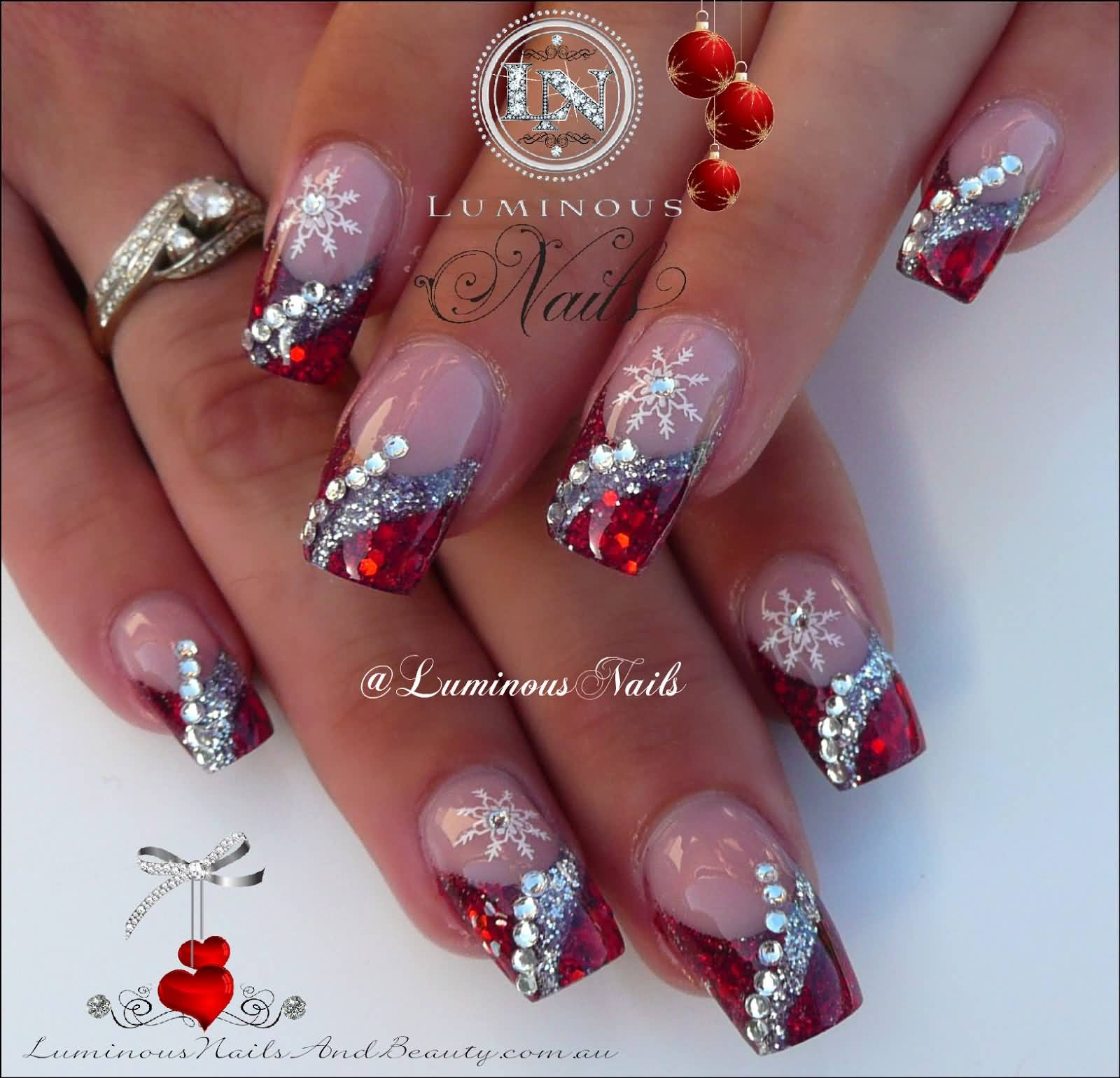 Red Nails With Silver Glitter
 40 Latest Red And Silver Nail Art Design Ideas