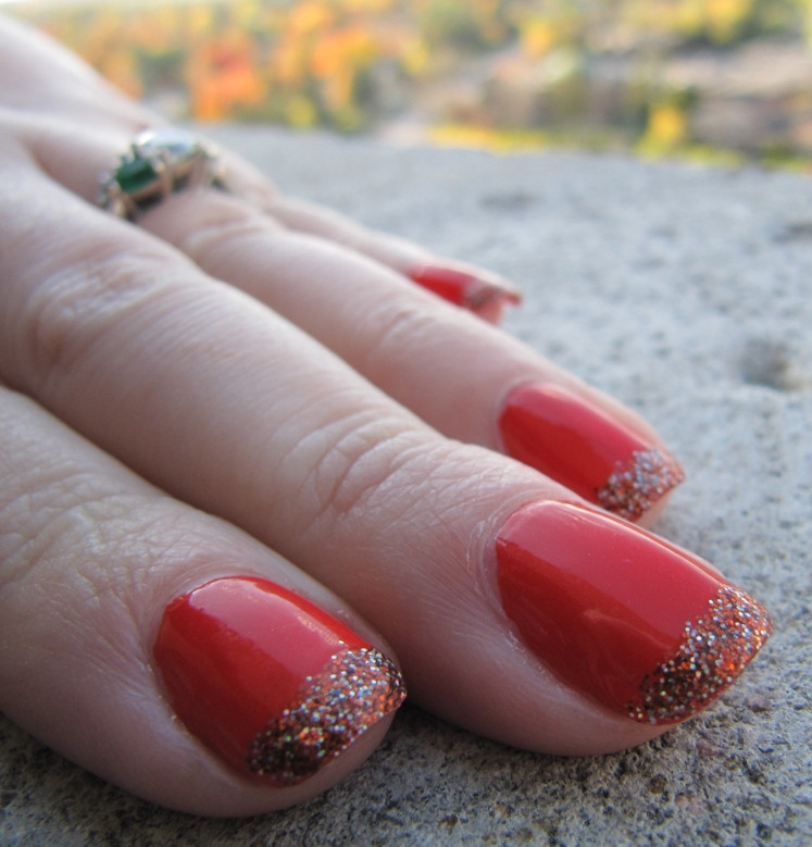 Red Nails With Silver Glitter
 Red Nail Polish Silver Glitter Creative Touch