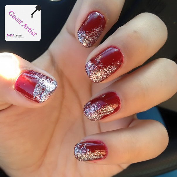 Red Nails With Silver Glitter
 Red Nails With a Silver Glitter Ombre Effect