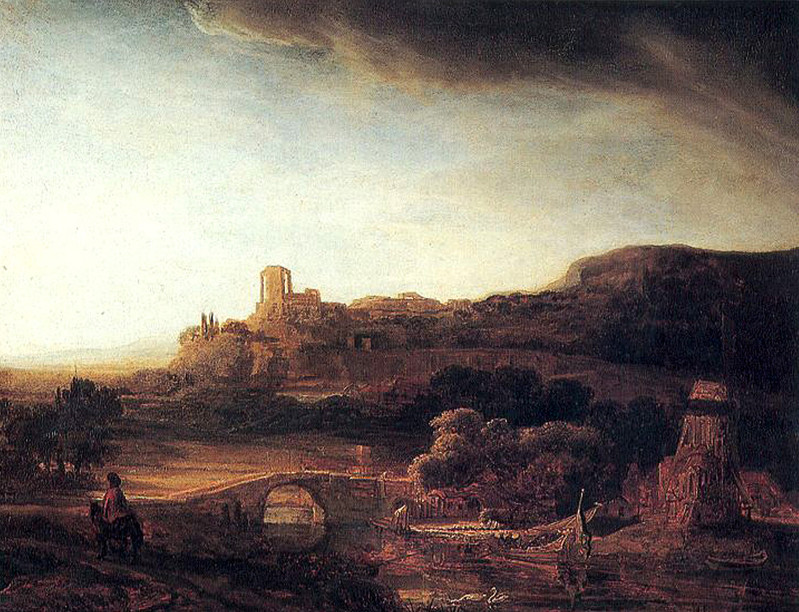 Rembrandt Landscape Paintings
 Rembrandt van Rijn River Landscape with Ruin