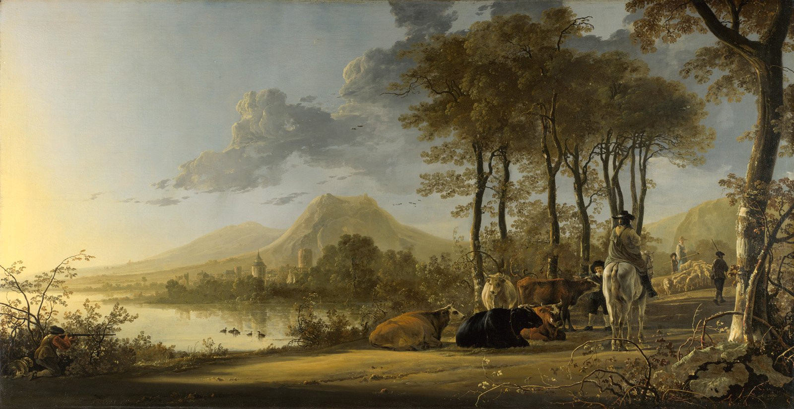 Renaissance Landscape Paintings
 River Landscape with Horseman and Peasants by Aelbert Cuyp