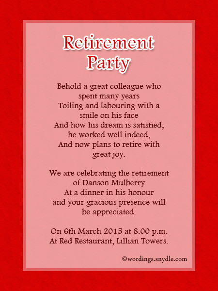 Retirement Party Invitation Ideas
 Retirement Party Invitation Wording Ideas and Samples