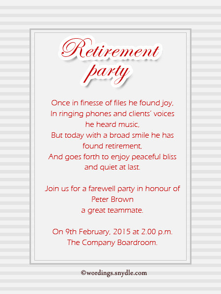 Retirement Party Wording Ideas
 Retirement Party Invitation Wording Ideas and Samples