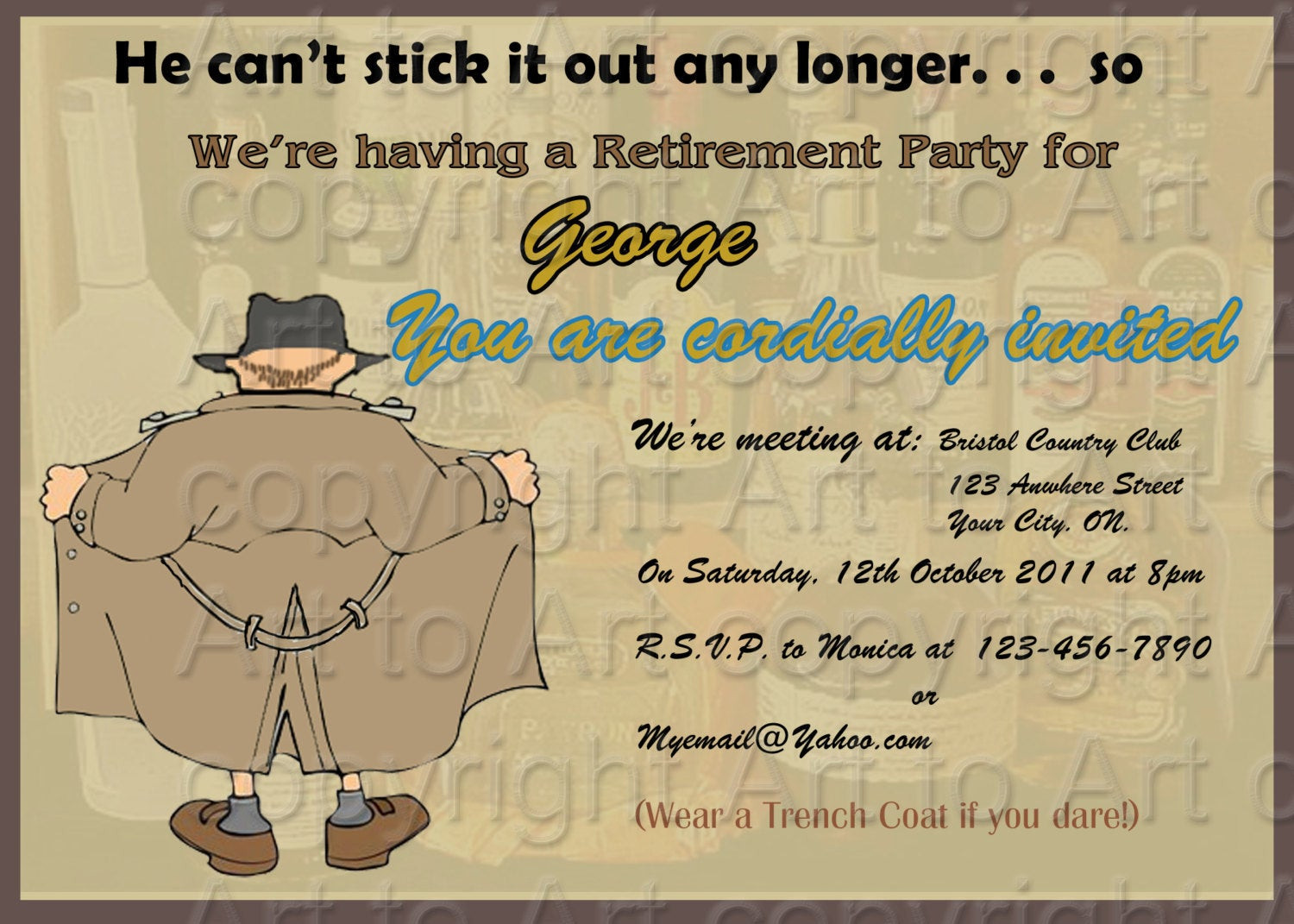 Retirement Party Wording Ideas
 Retirement party Invitation 180 Digital You Print by ArtToArt