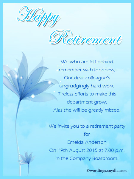 Retirement Party Wording Ideas
 Retirement Party Invitation Wording Ideas and Samples