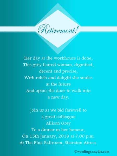 Retirement Party Wording Ideas
 Retirement Party Invitation Wording Ideas and Samples