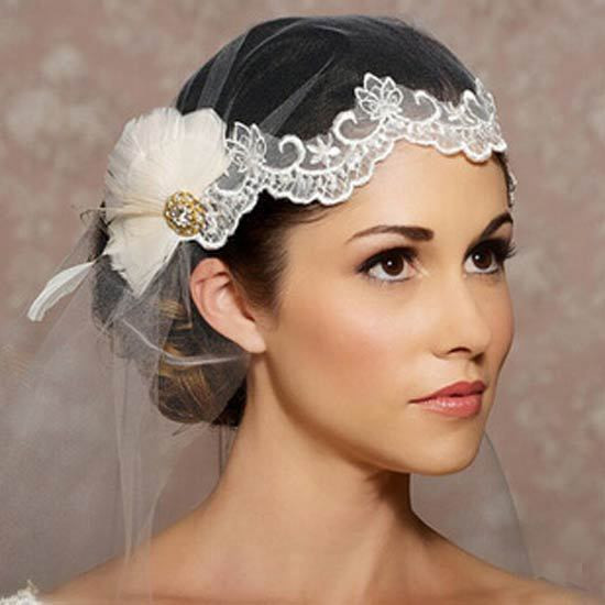 Retro Wedding Veils
 Vintage Wedding Veil Long Lace Feather Mantilla Bridal