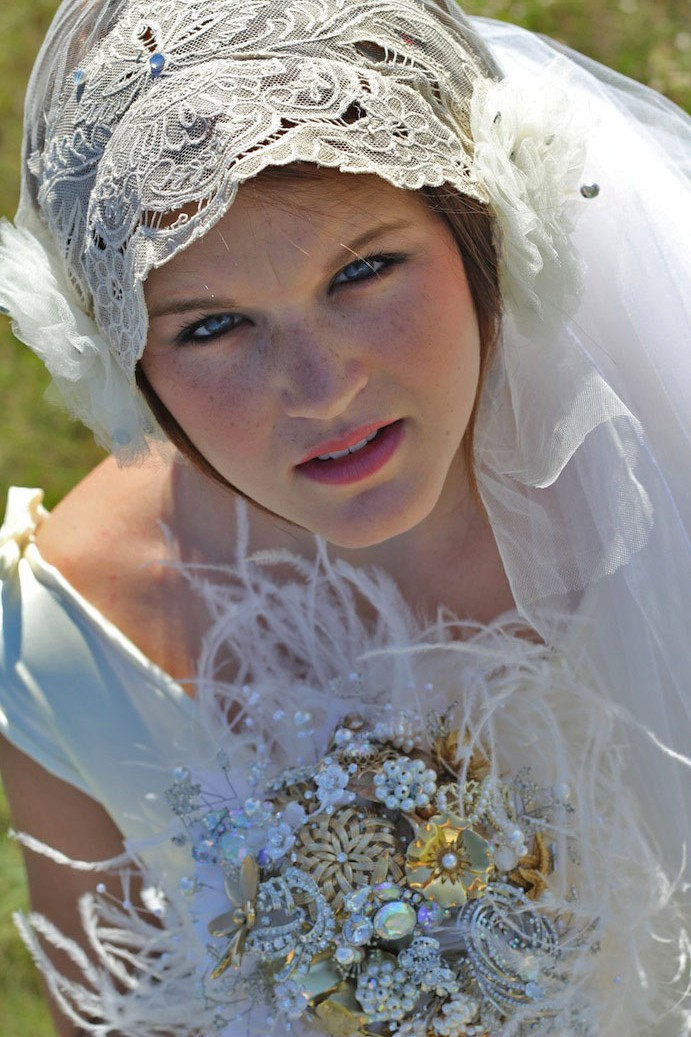 Retro Wedding Veils
 Antique Lace Vintage Wedding Veil 1920s by