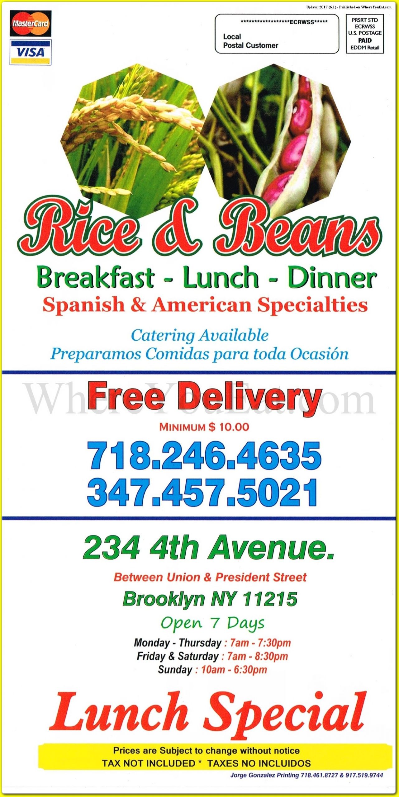 Rice And Beans Menu
 Rice and Beans American Spanish Restaurant in Brooklyn