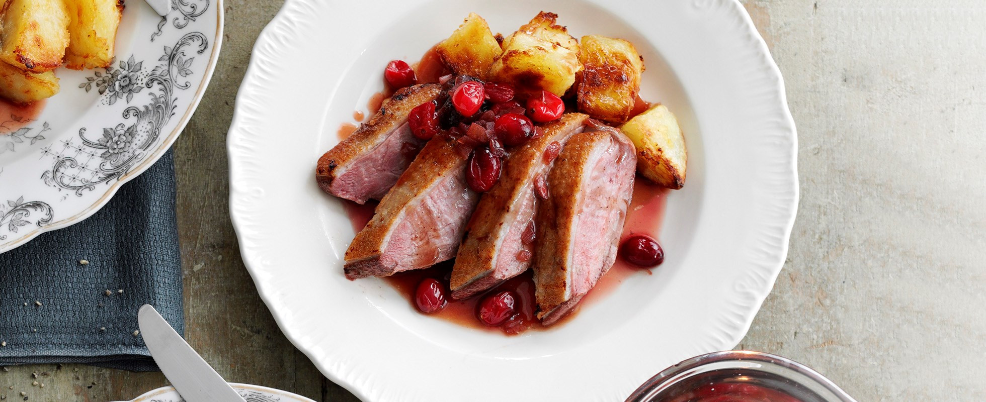 Roast Duck Sauces
 Roast duck with cranberry and sour cherry sauce recipe