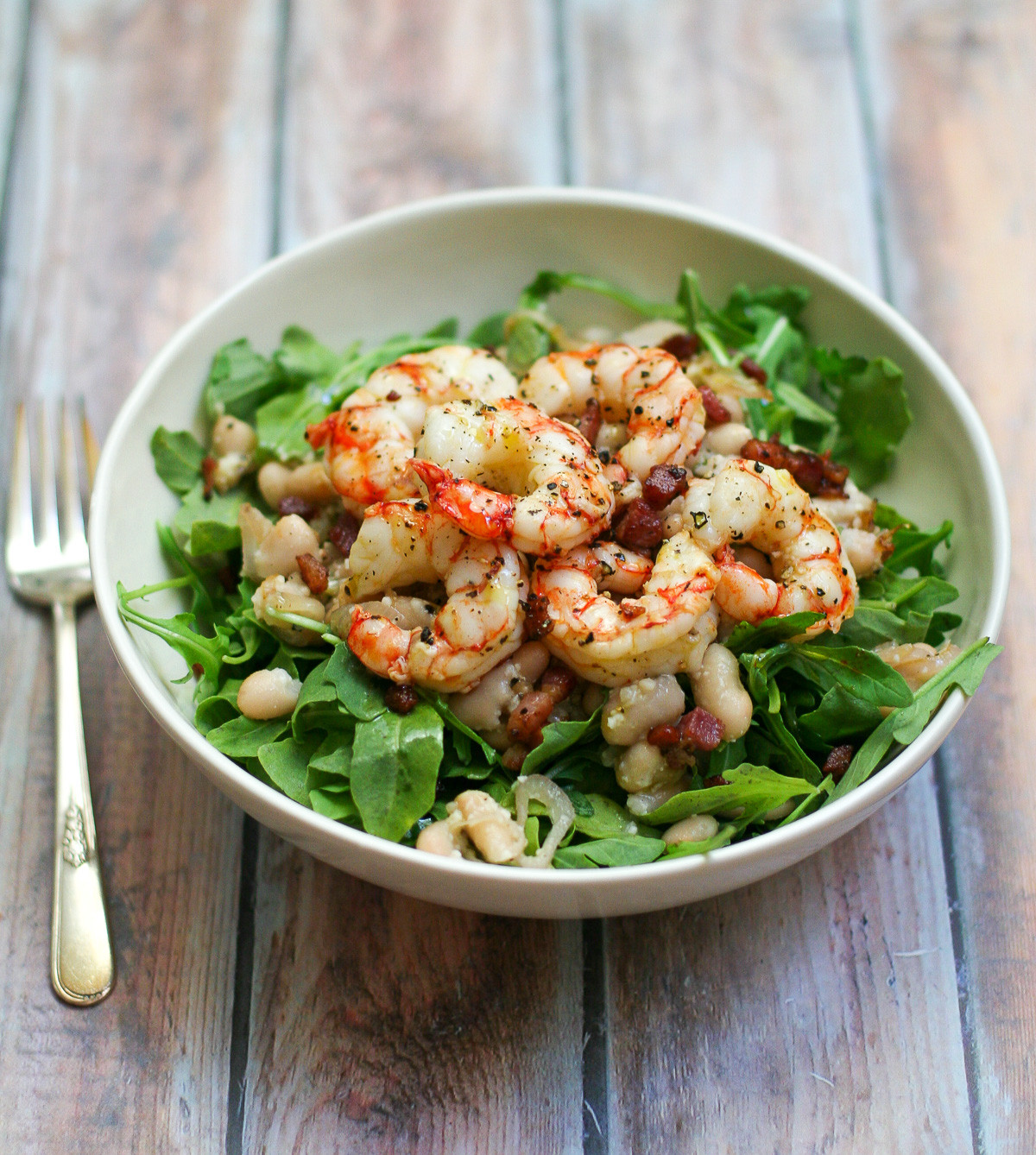 Roasted Shrimp Salad
 Roasted Shrimp Salad with Pancetta and White Beans Erica